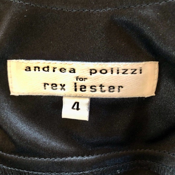Andrea Polizzi Rex Lester Slip Dress Black Silver Metallic Shimmer Chemi… - Picture 8 of 12